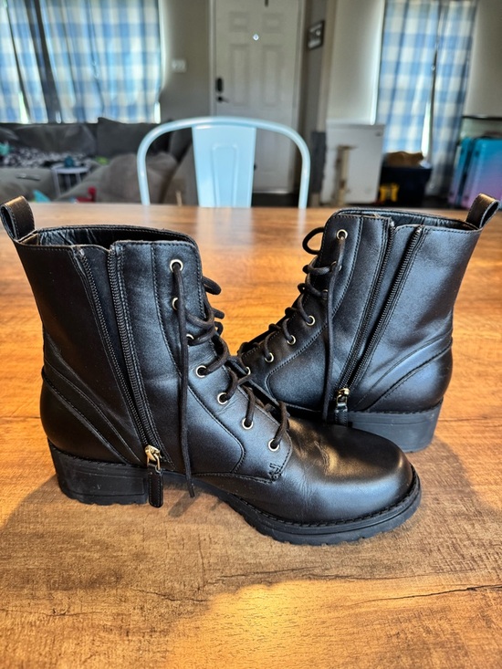 Cole Haan Shoes - Cole Haan Black Lace-Up Leather Combat Boots